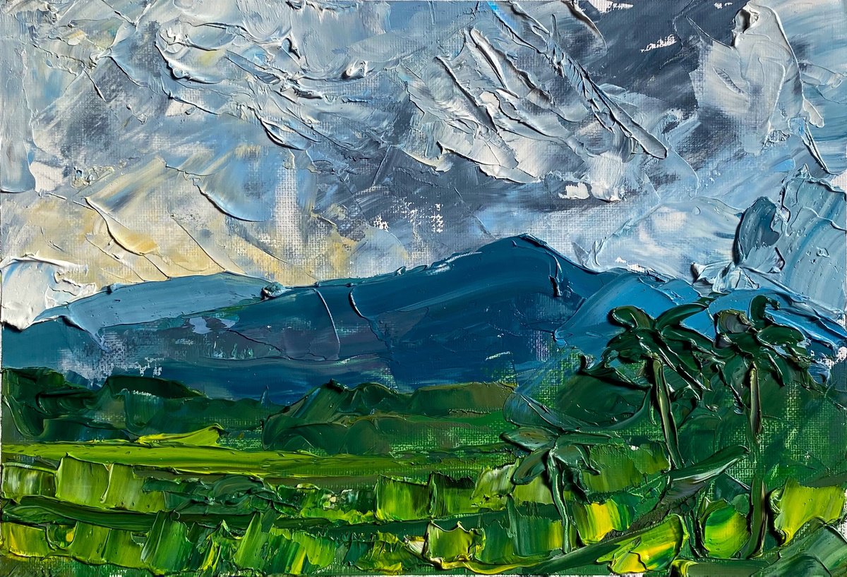 Impressionistic Landscape Oil Painting By Mily Art, 15 X 11", Bali Plein Air Landscape, Original Artwork
