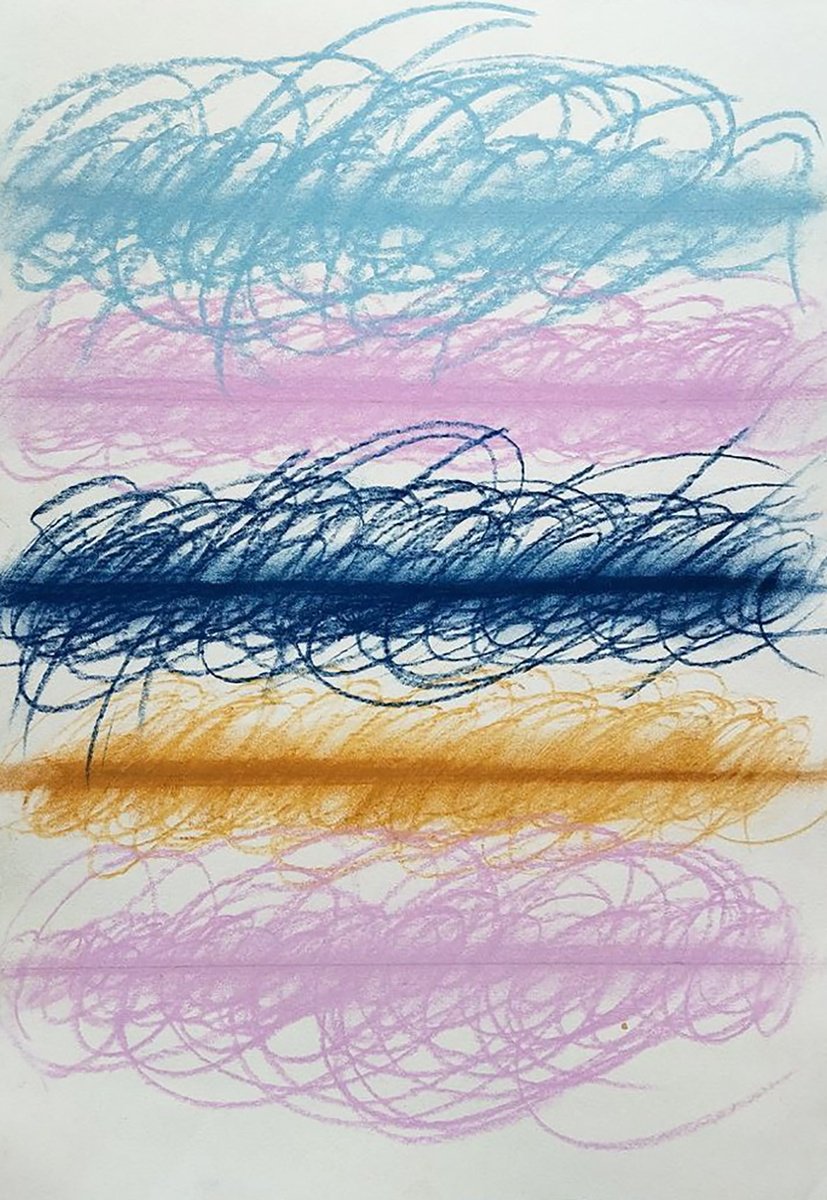 Expressive Abstract Pastel Drawing By Liubov Palii, 13 X 18", Remembering Twombly 2, Original Artwork