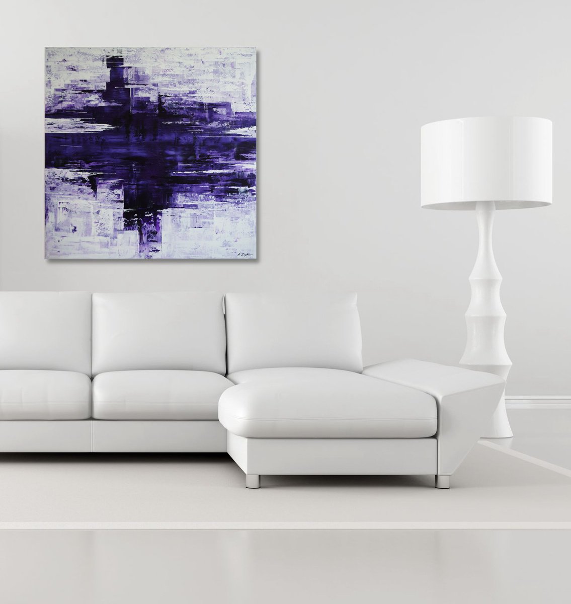 Abstract Acrylic Painting By Ansgar Dressler, 39 X 39, Purple Meltdown, Original Artwork