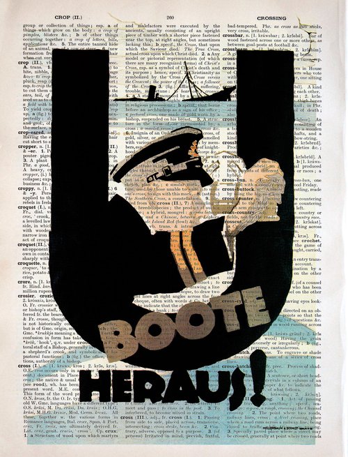 U-boats Out! - Collage Art Print on Large Real English Dictionary Vintage Book Page by Jakub DK - JAKUB D KRZEWNIAK