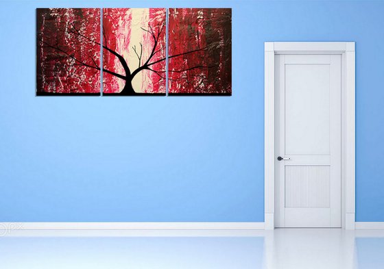 Burgundy Tree of Life artwork in acrylic alt version