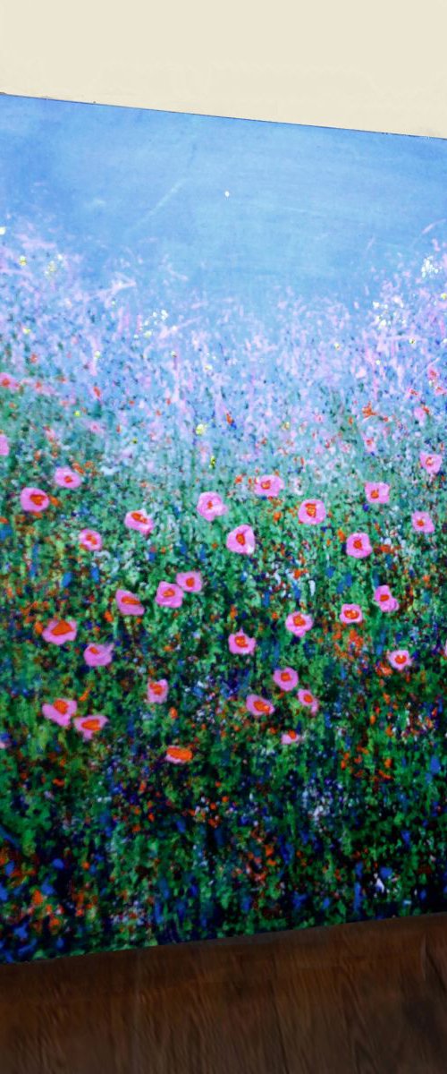 abstract pink flowers by Vishalandra Dakur