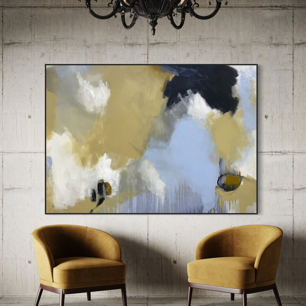 Abstract Acrylic Painting By Cheryl Harrison, 67 X 47, Strictly Denim, Original Artwork