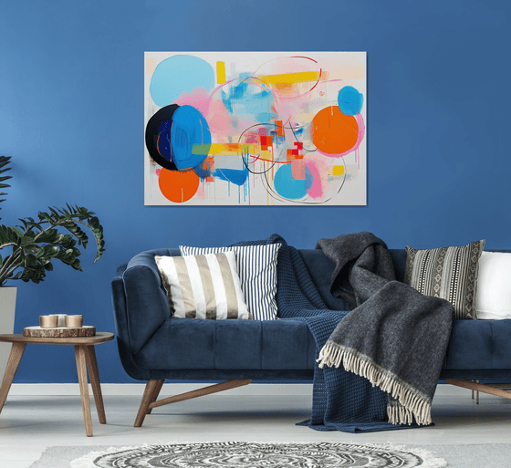 Emotional abstract with Cerulean and Pumpkin orange circles 0612231