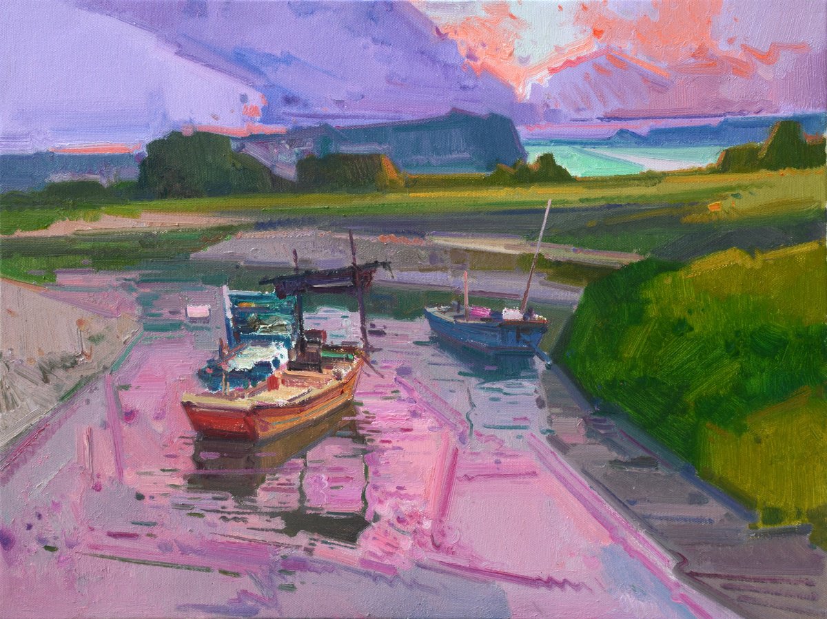 Impressionistic Landscape Oil Painting By Jianzhe Chon, 31 X 24, Port 228, Original Artwork