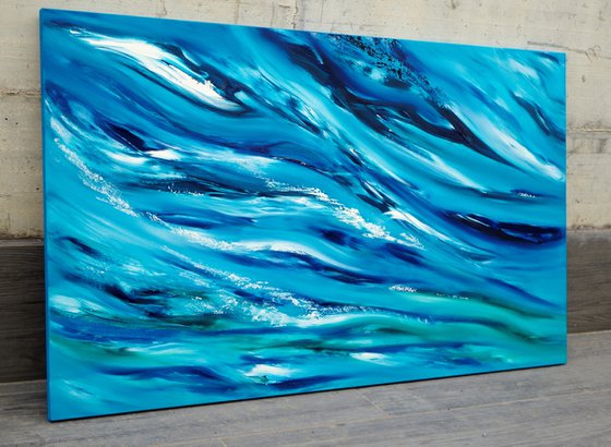 "Mare dentro" Blue emotional seascape, 100x60 cm