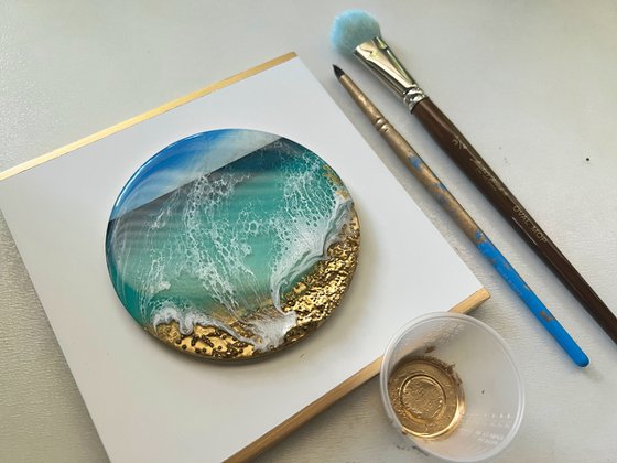 "Little wave" #6 - Miniature round painting