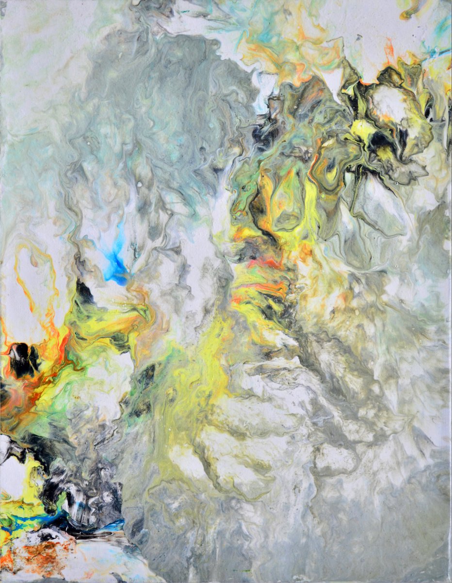 Organic Abstract Acrylic Painting By Misty Lady - M. Nierobisz, 14 X 18", Water Stain, Original Artwork