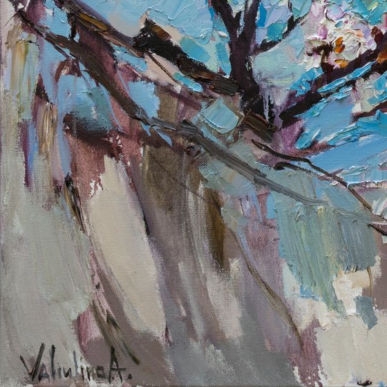 Flowering apricot tree Original oil painting FREE SHIPPING