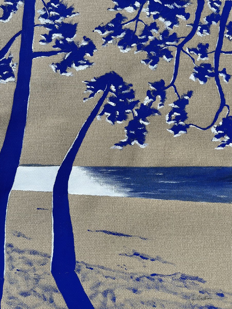 Landscape Acrylic Painting By Cadiou Frederic, 13 X 17, Cap Coz Linen, Original Artwork