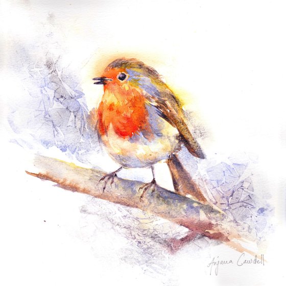 Robin painting, Robin watercolour, Robin watercolor painting, Bird wall art, Bird painting