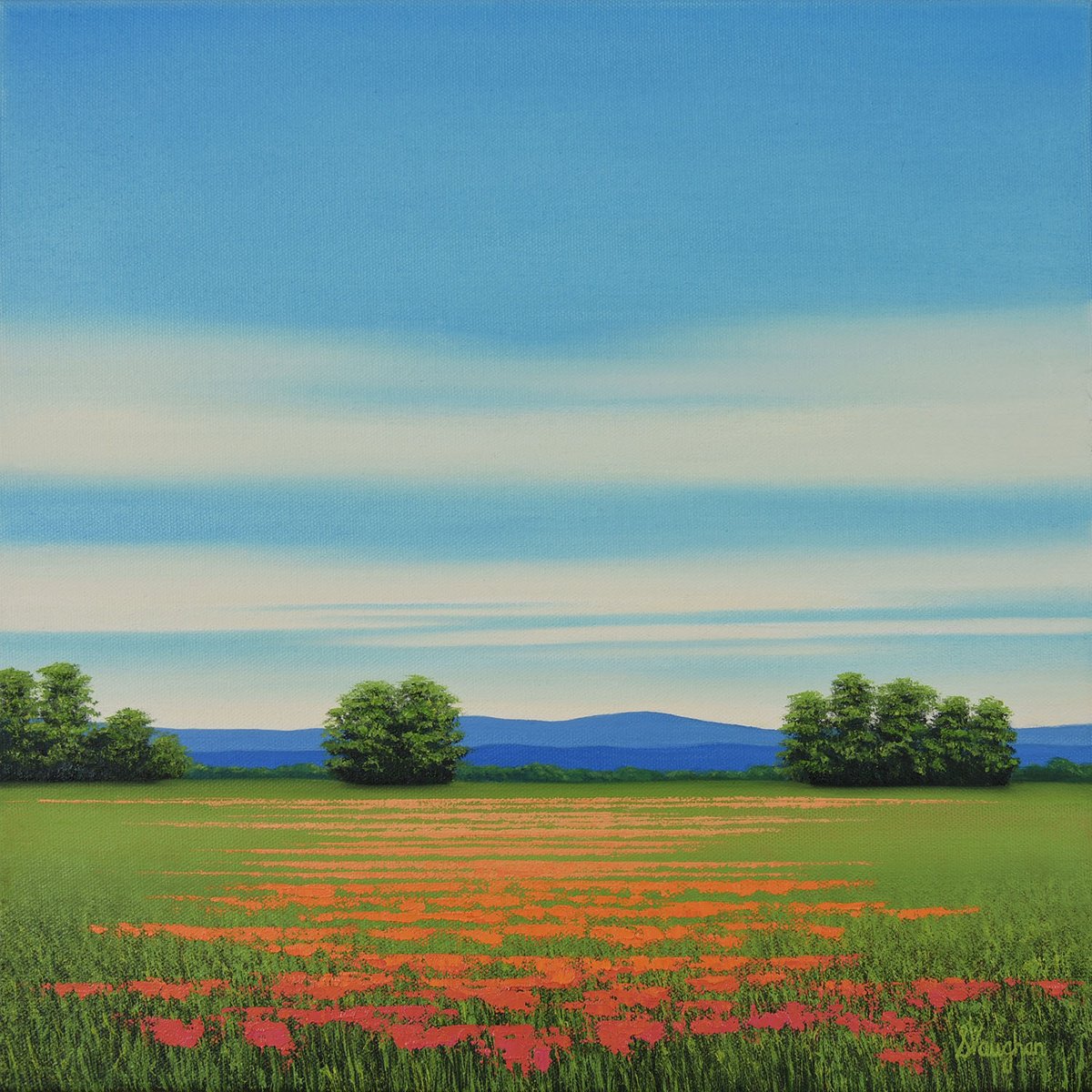 Impressionistic Landscape Oil Painting By Suzanne Vaughan, 16 X 16", Summertime Flowers, Original Artwork