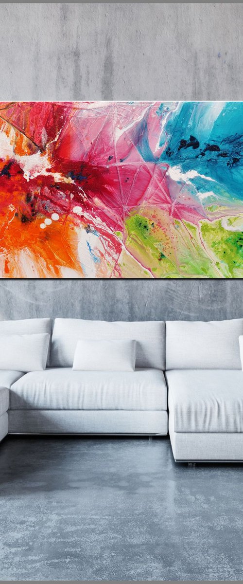 Colour Euphoria 240cm x 100cm Colourful Textured Abstract Art by Franko