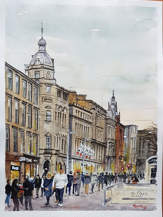 Glasgow  Cityscape Watercolour Painting Scottish Artist