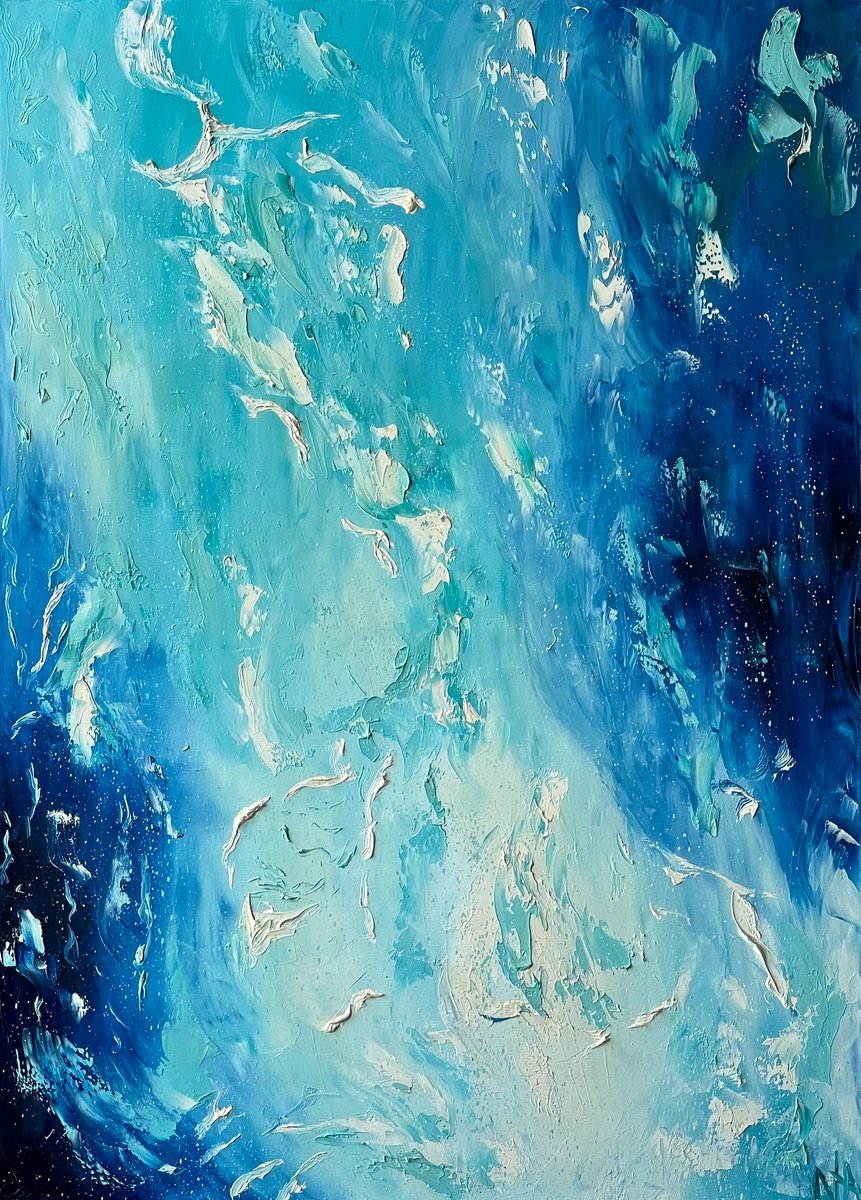 Abstract Landscape Oil Painting By Anastasiia Novitskaya, 20 X 28, Over The Foam, Original Artwork