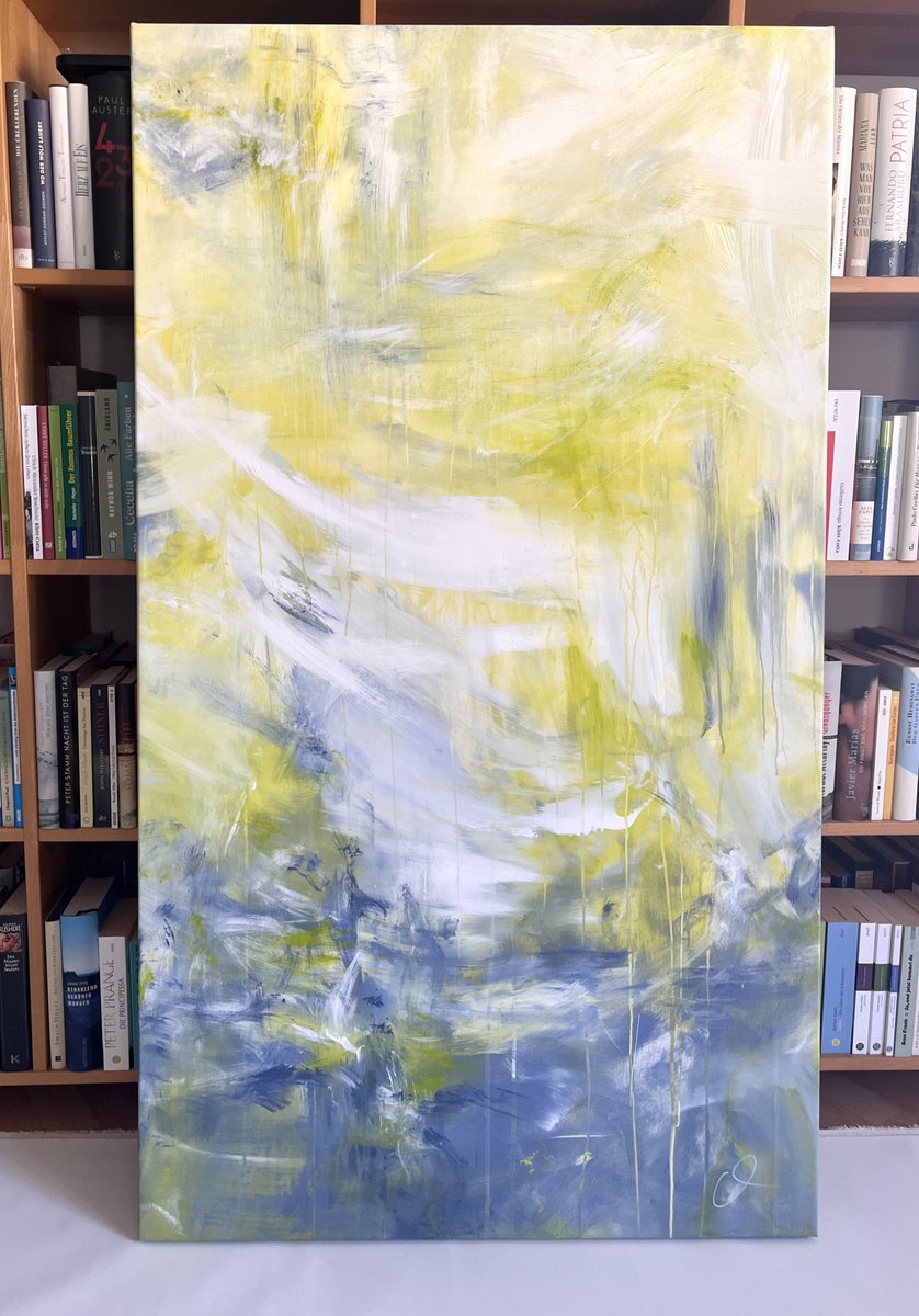 Impressionistic Abstract Acrylic Painting By Maria Bevilacqua-Fischer, 31 X 55", Ethereal Light I, Original Artwork