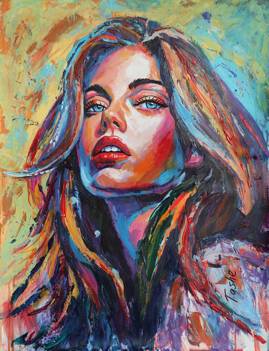Urban And Pop Acrylic Painting , Eternal Spark By Tashe, 24 X 31, Artwork For Sale On Artfinder