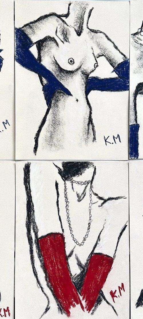Sextych: Touches of Red and Blue Gloves by Kristina Mallen