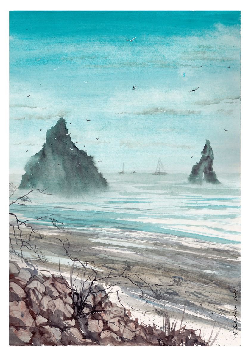 Impressionistic Landscape Watercolour By Yulia Schuster, 12 X 17", When Our Soul Rises, Original Artwork