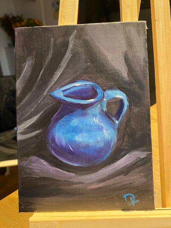 Blue jug, still life