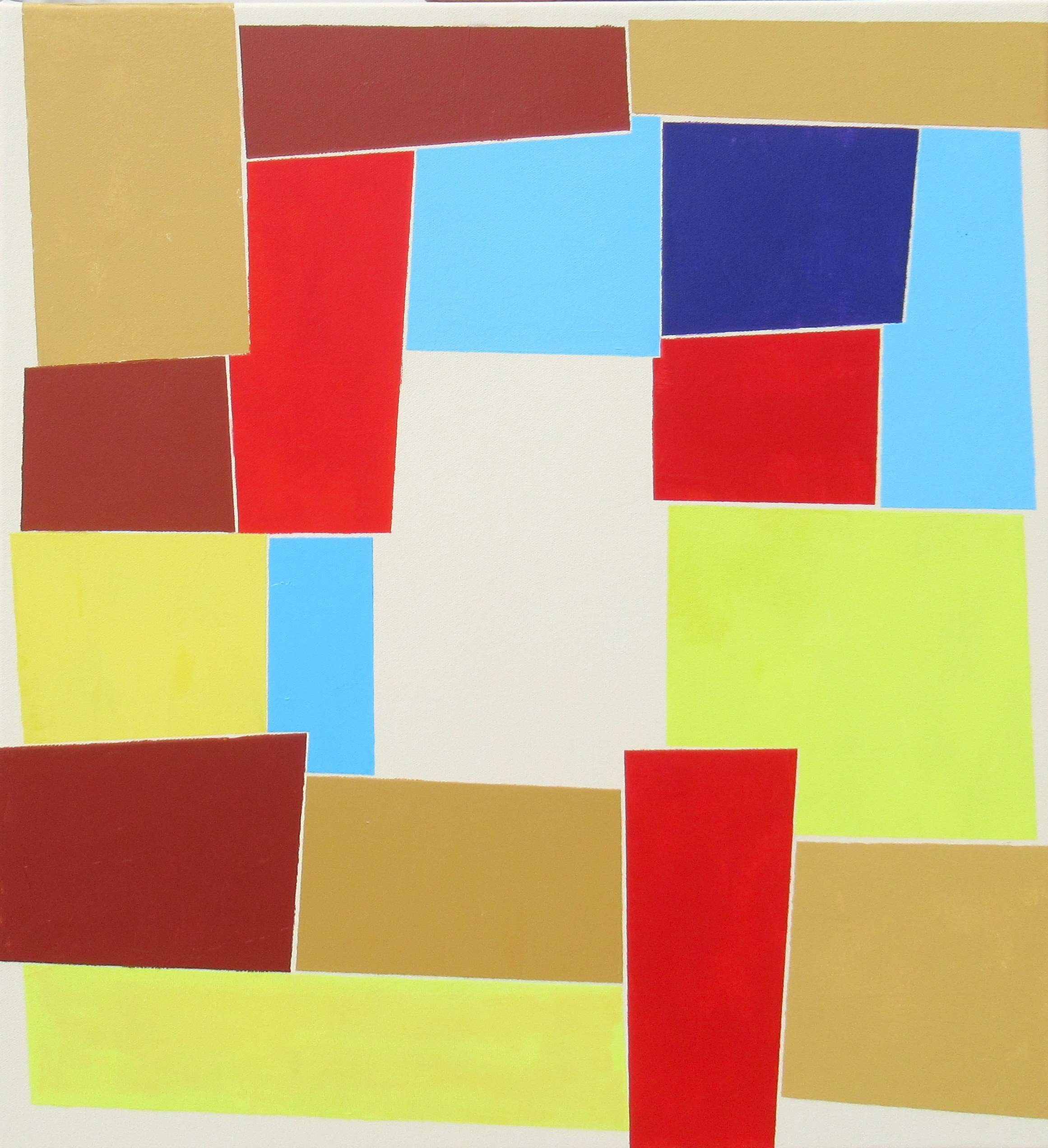 Geometric Abstract Acrylic Painting By Megha Hendrick., 22 X 24", Elan., Original Artwork