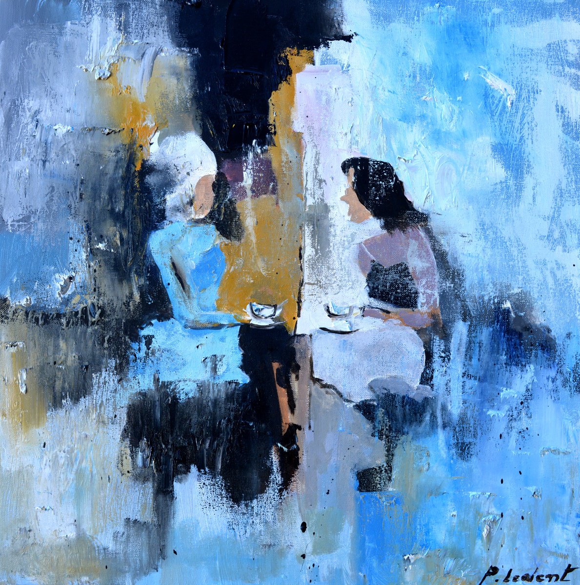 Gossip And A Cup Tea By Pol Henry Ledent, 16 X 16, Artwork For Sale On Artfinder
