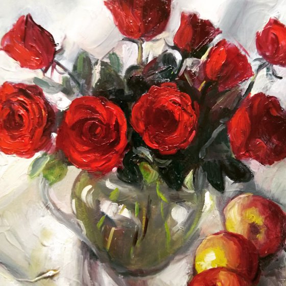 Still life Roses and apples