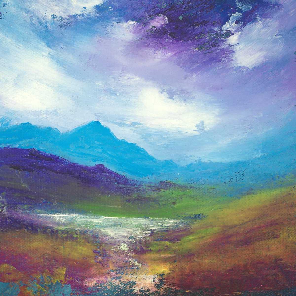 Impressionistic Landscape Acrylic Painting By Oconnart, 10 X 10", Romantic Scotland, Original Artwork