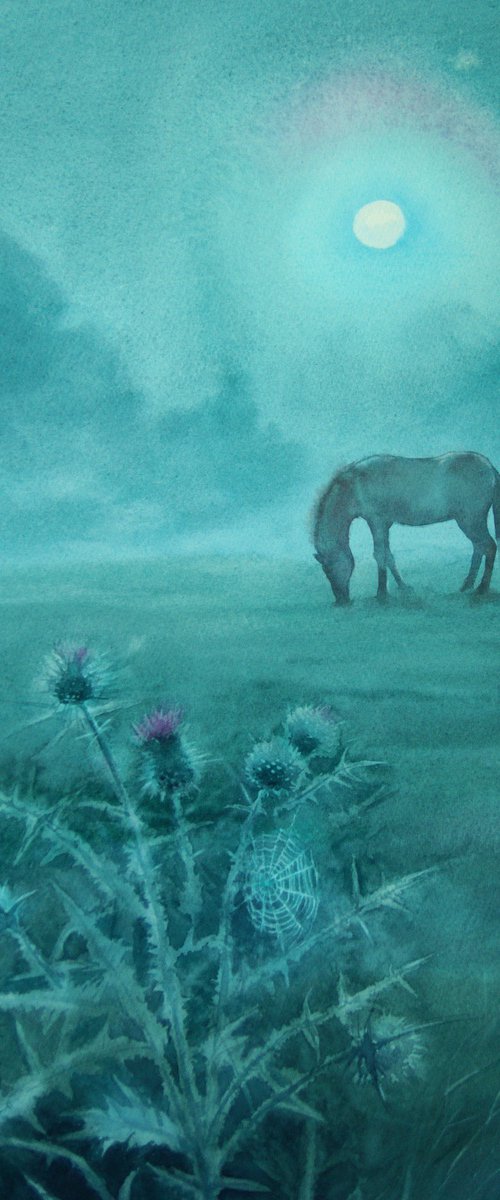 Moonlit Silence by Olga Beliaeva Watercolour