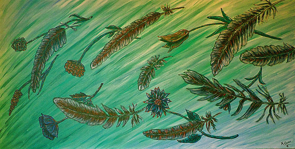 Impressionistic Botanical Oil Painting By Kim Jones Miller, 48 X 24", Healing Messages, Original Artwork