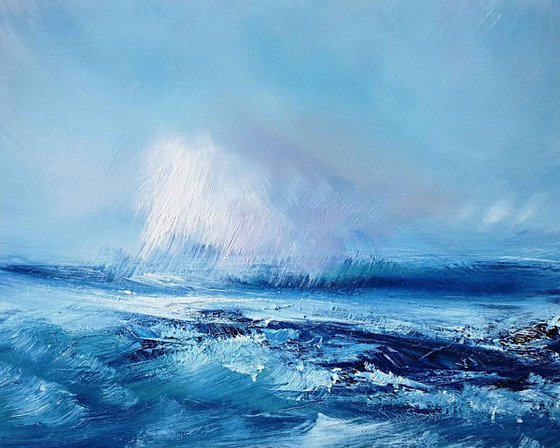 Passing Tempest - Framed Oil, Emotional Art, Seascape