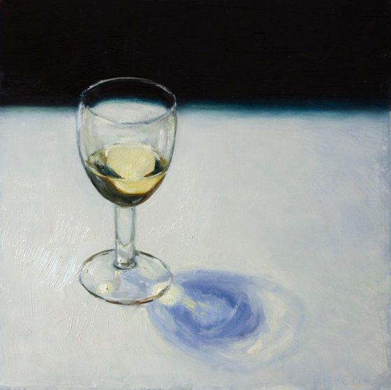 still life of a glass of white french wine
