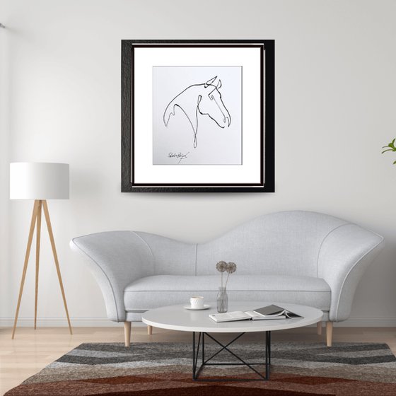 Minimalist Horse Head in Ink