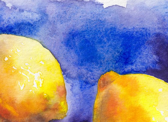Yellow Lemons on Blue