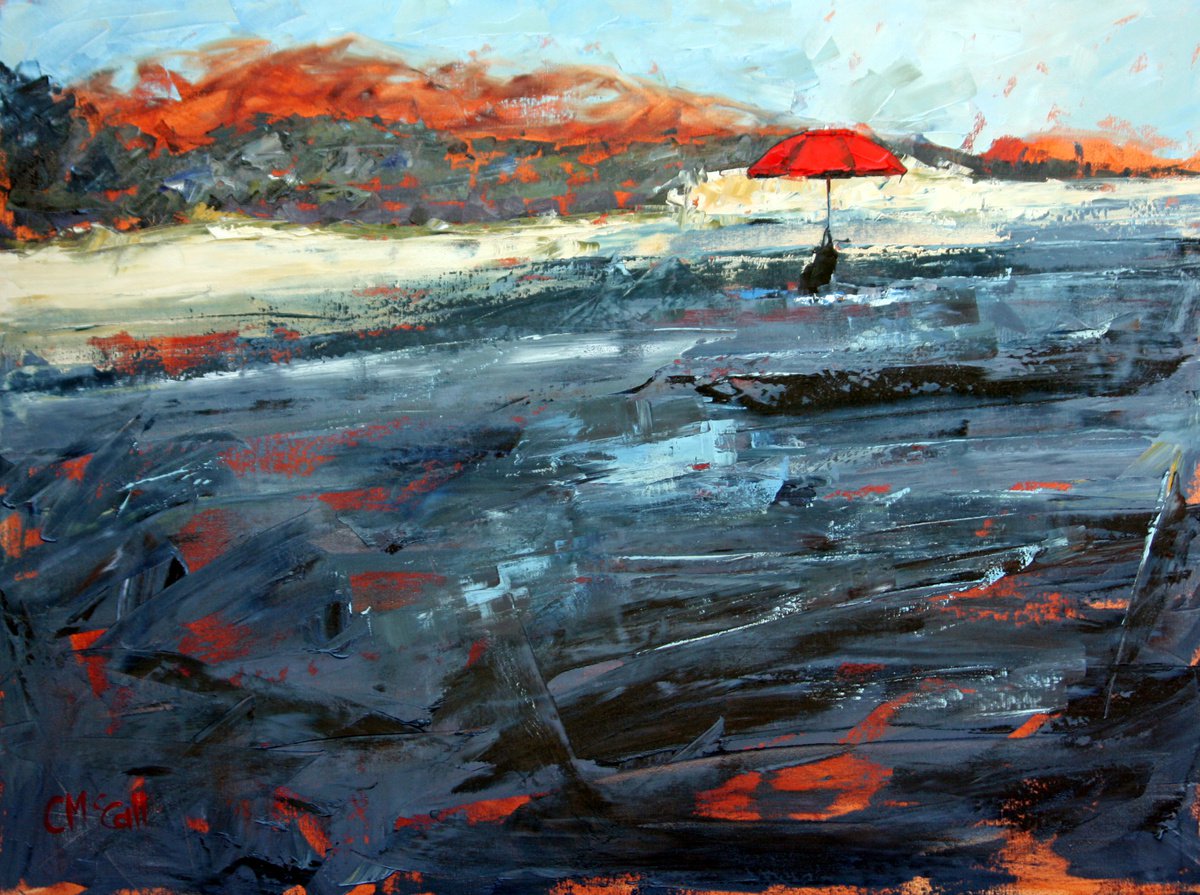 Red Umbrella Landscape by Claire McCall