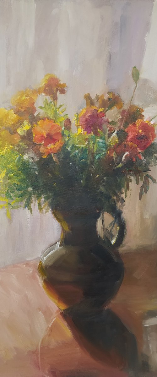 Marigolds in the sun by Valentina Andrukhova