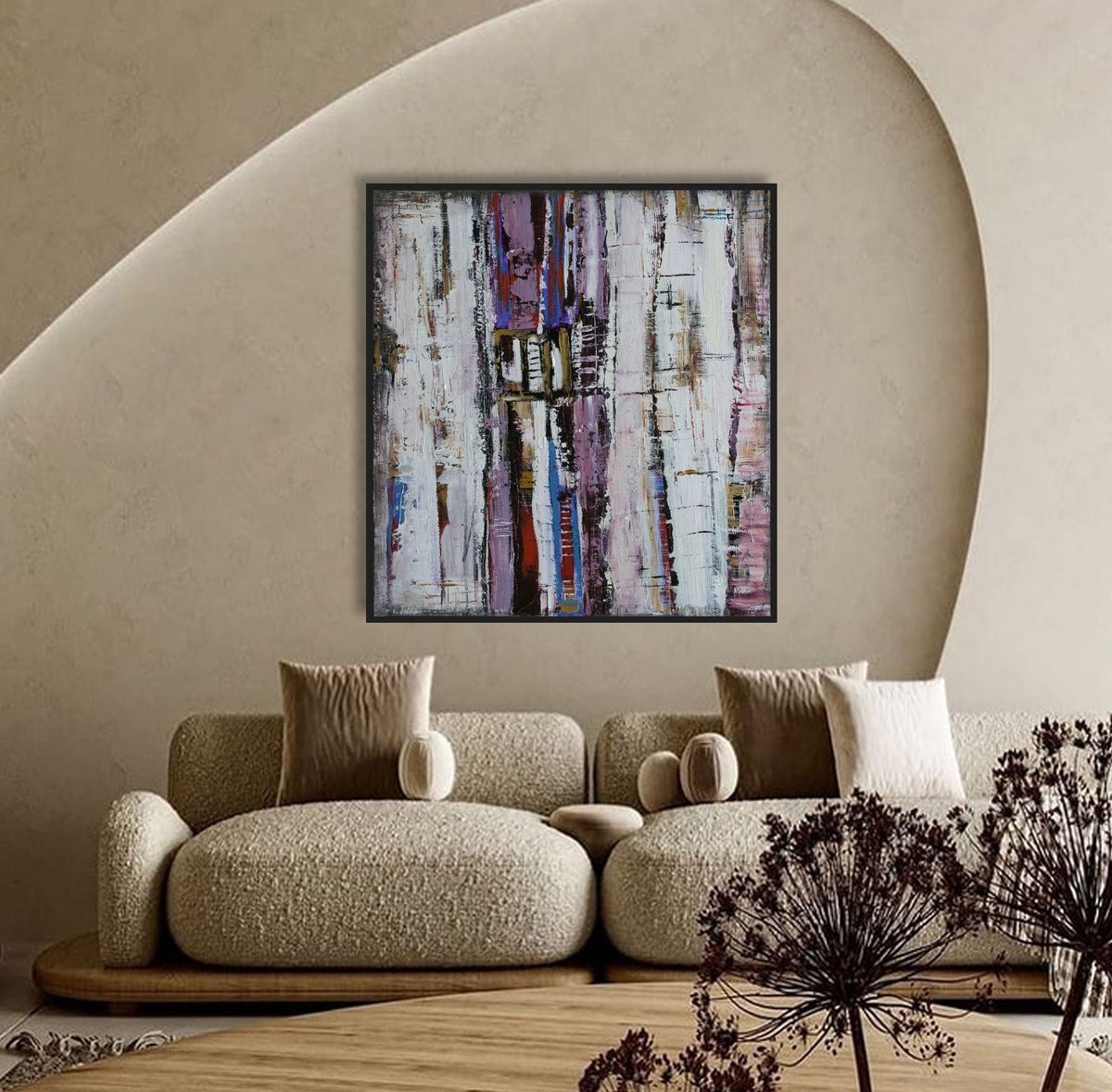 Organic Abstract Acrylic Painting By Loretta Kaltenhauser, 36 X 40", Midway, Original Artwork