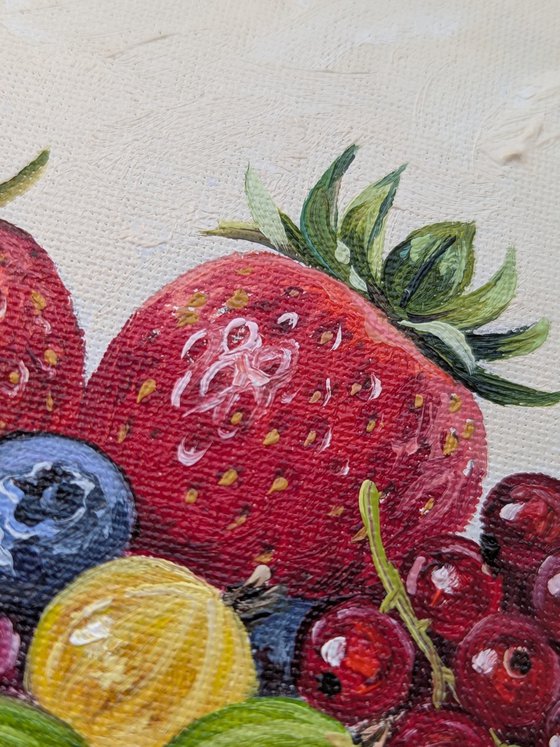 Summer Berries in Blue Bowl