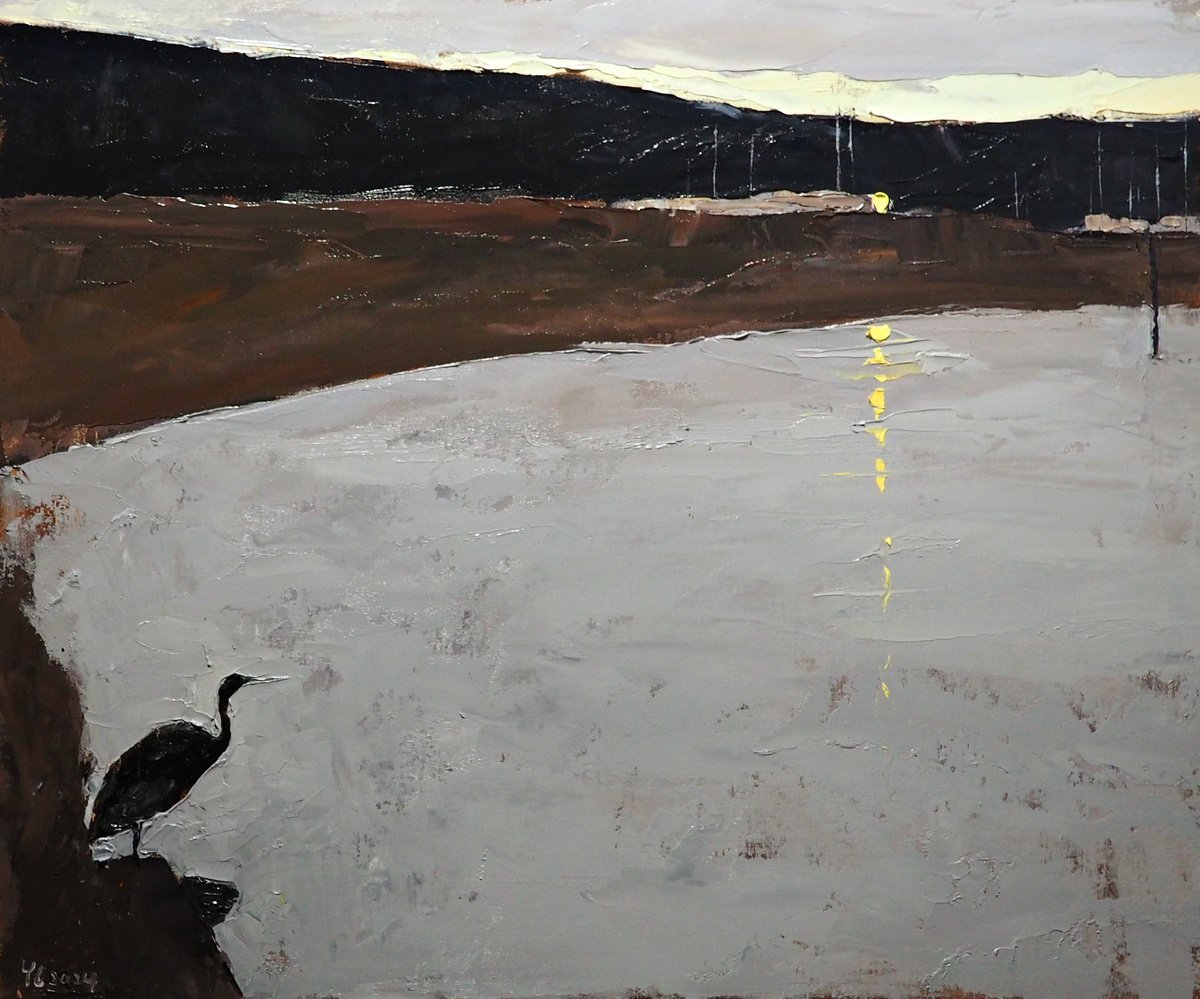 Impressionistic Landscape Oil Painting By Yuanyuan Liu, 26 X 21", The First Light In The Morning, Original Artwork