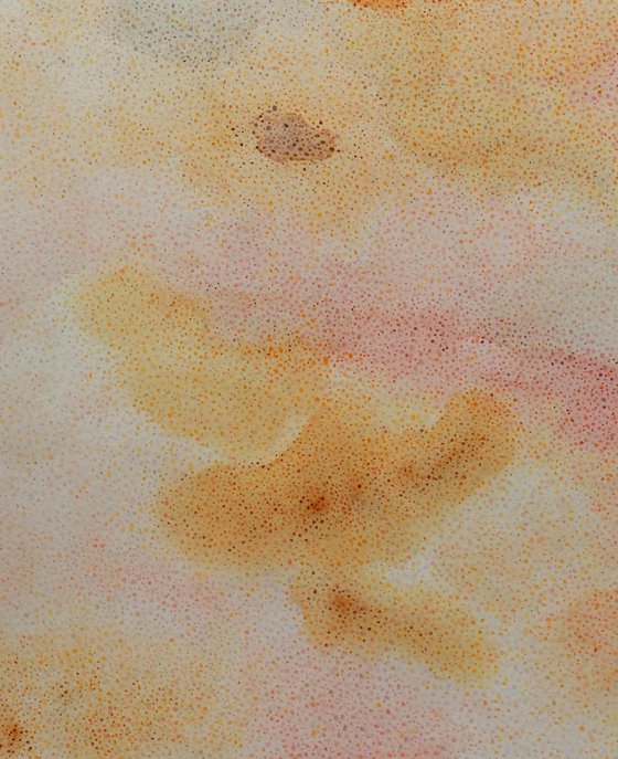 Warm palette abstract watercolor and colored pencils artwork made in unique style