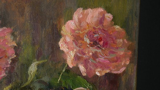 Peonies In Vase - floral still life painting