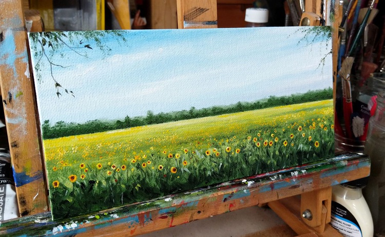 The Sunflower Field Original Oil Painting Artfinder