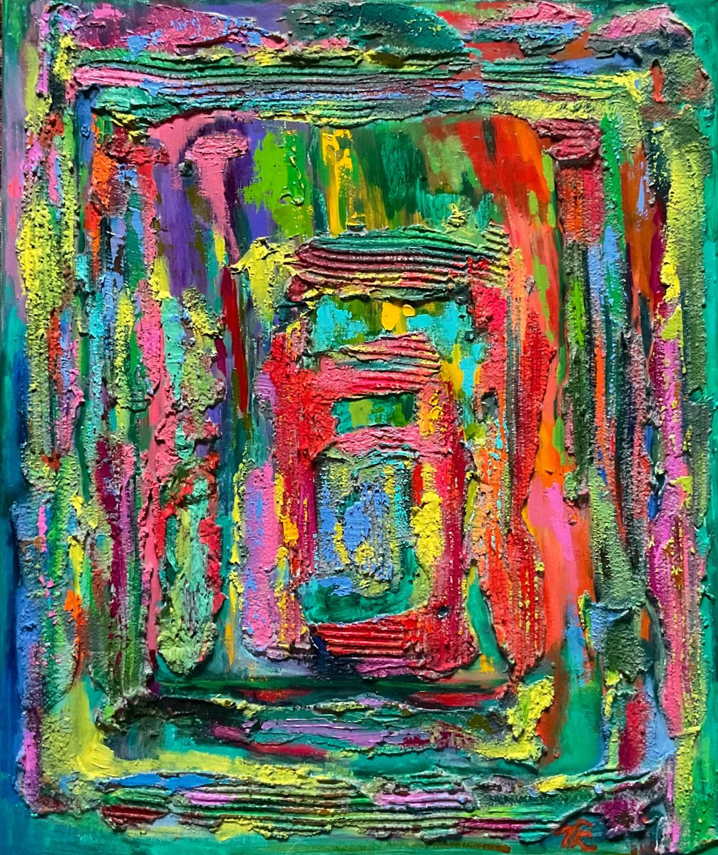 Organic Abstract Oil Painting By Vera Klimova, 20 X 24", Labyrinth Of Life 2, Original Artwork