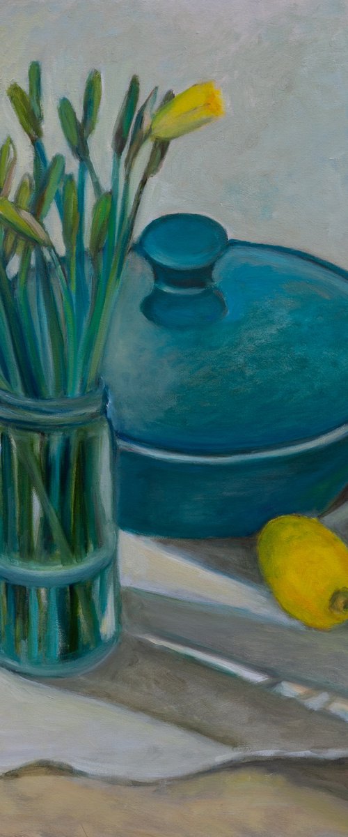 Muted Still Life With Lemons by Liudmila Pisliakova