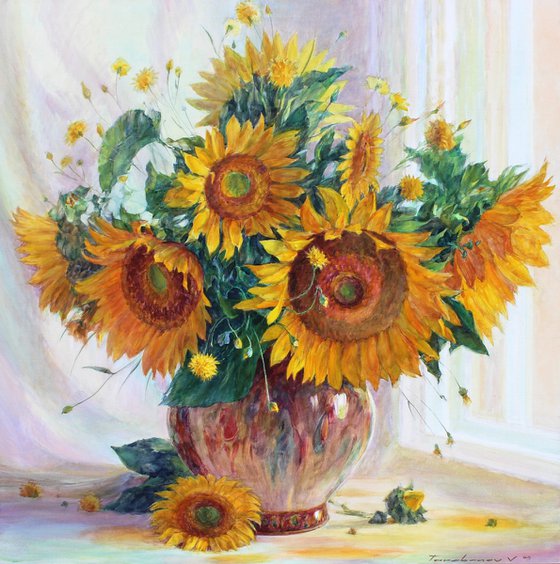 Sunflowers by the window
