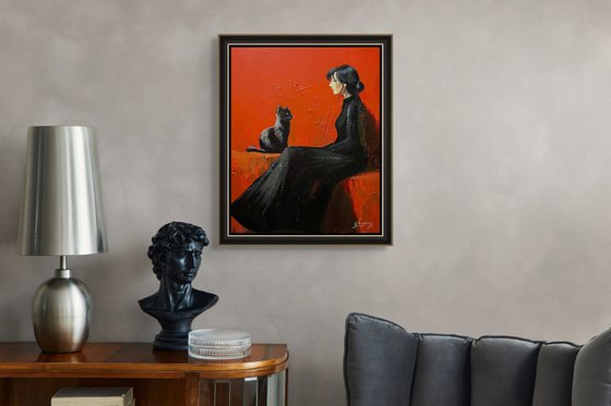 Woman and the Black Cat