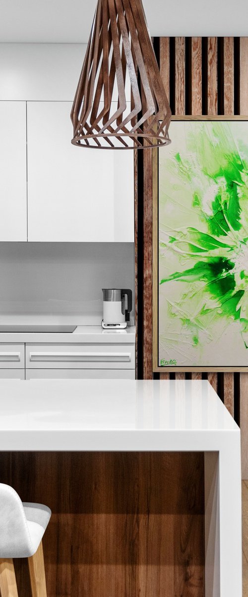 Atomic Lime 120cm x 120cm Textured Abstract Art by Franko