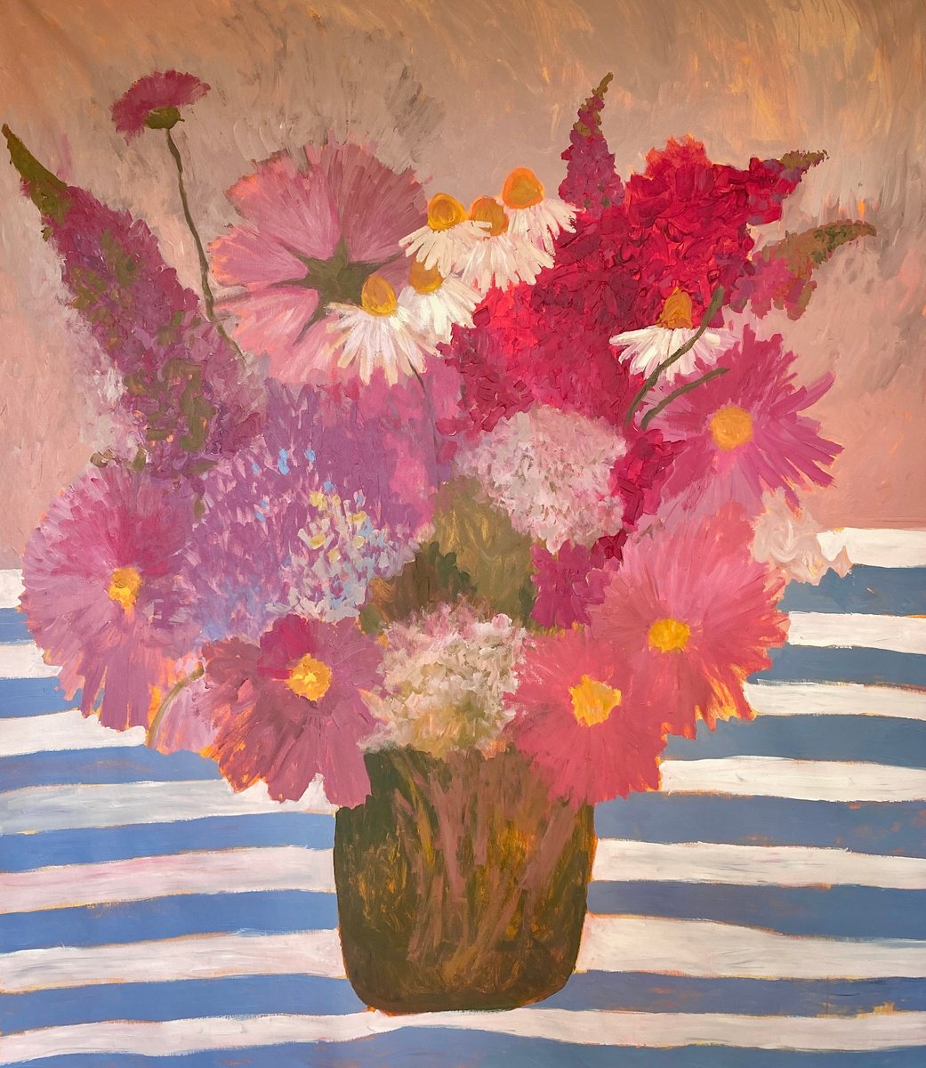 Impressionistic Portrait Acrylic Painting By Dasha Pogodina, 51 X 59, Summer Calendar/1, Original Artwork