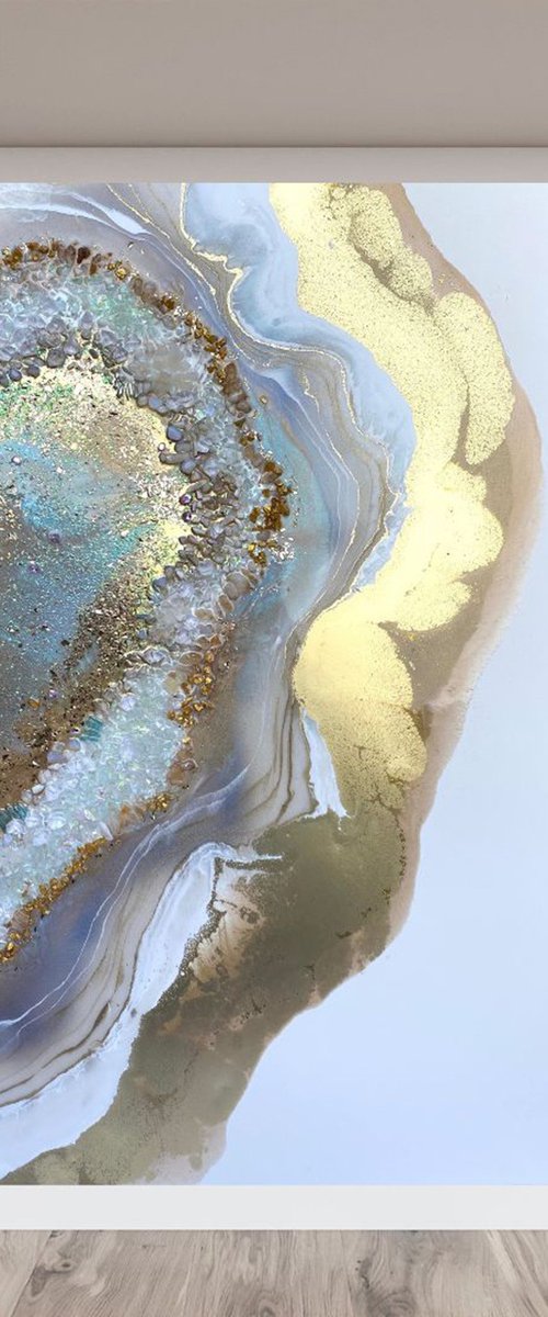 Serenity Gold Heart Crystal Artwork by Marie Antuanelle