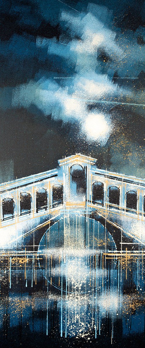 Venice Under Moonlight - The Rialto Bridge by Marc Todd